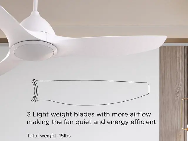 Alt view image 5 of 7 - 52 in. WiFi LED Indoor Black 3-Blade Smart Ceiling Fan with Temperature Control LED Light (Works with Alexa and Google Assistant), White