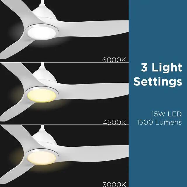 Alt view image 6 of 7 - 52 in. WiFi LED Indoor Black 3-Blade Smart Ceiling Fan with Temperature Control LED Light (Works with Alexa and Google Assistant), White
