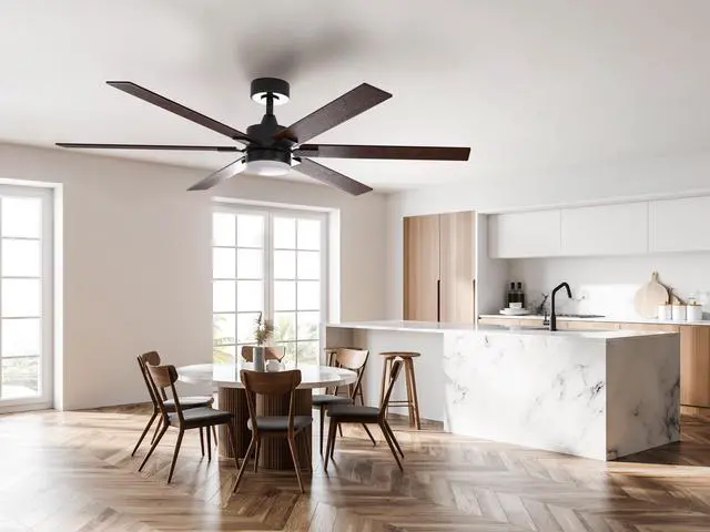 Alt view image 8 of 7 - 60 in. WiFi LED Indoor Wood 3-Blade Smart Ceiling Fan with Temperature Control LED Light (Works with Alexa and Google Assistant)