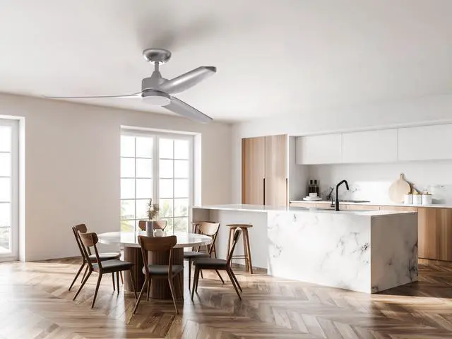 Alt view image 7 of 7 - 52 in. WiFi LED Indoor Metallic 3-Blade Smart Ceiling Fan with Temperature Control LED Light (Works with Alexa and Google Assistant)