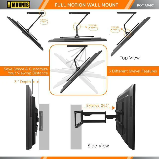Alt view image 4 of 7 - ProMounts Full Motion Outdoor TV Wall Mount | For TVs 32" - 75"