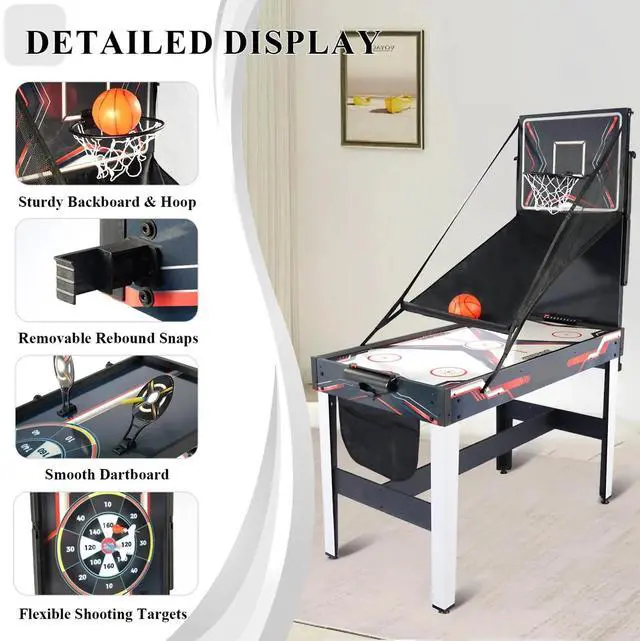 Alt view image 2 of 6 - ProMounts 4 in 1 Combo Game Table, including Air Hockey, Basketball, shooting and darts (GS-GT-1430)