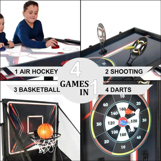 Alt view image 5 of 6 - ProMounts 4 in 1 Combo Game Table, including Air Hockey, Basketball, shooting and darts (GS-GT-1430)