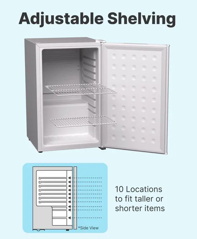 Alt view image 4 of 6 - Snowlion 65L / 2.3 Cu Ft Under-Counter Mini Fridge Solid Door, Freestanding, White