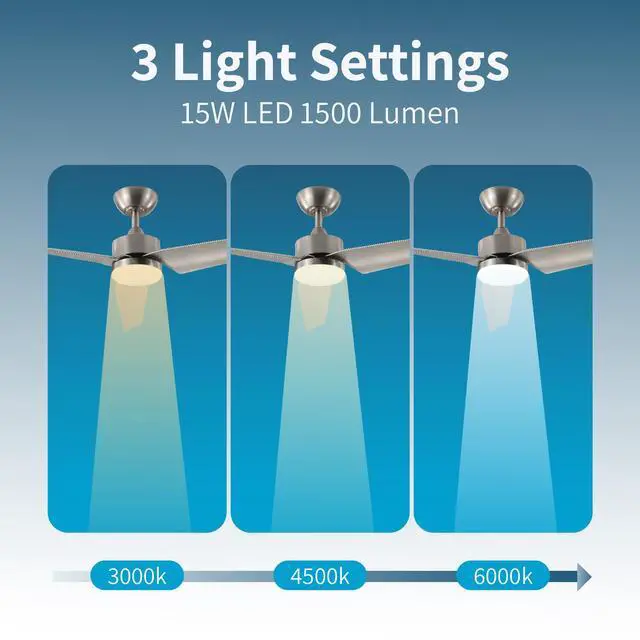 Alt view image 6 of 7 - All Seasons Smart 52 Ceiling Fan with WiFi LED Light, 6 Speeds, Reverse Mode, Works with Alexa & Google