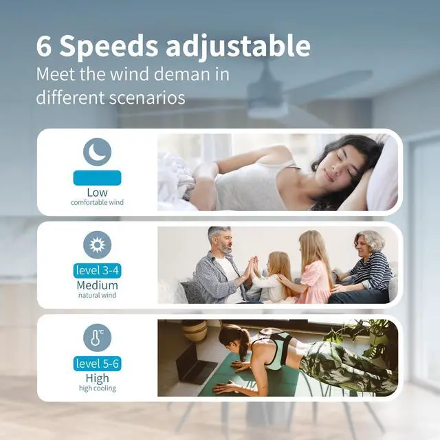 Alt view image 7 of 7 - All Seasons Smart 52 Ceiling Fan with WiFi LED Light, 6 Speeds, Reverse Mode, Works with Alexa & Google