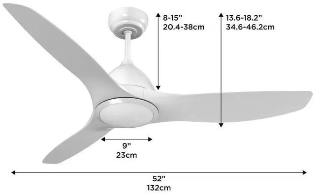 Alt view image 7 of 7 - All Seasons 52 Smart LED Ceiling Fan w/ WiFi 3-Blade, 3 Speeds, Reverse, Alexa & Google Compatible in White