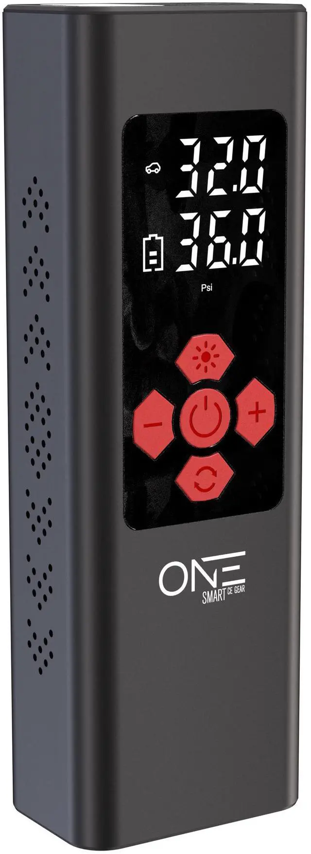 Main image of ONE 150 PSI Portable Tire Inflator / Air Compressor Digital LCD, 11.1V Battery, Car & Bike Use