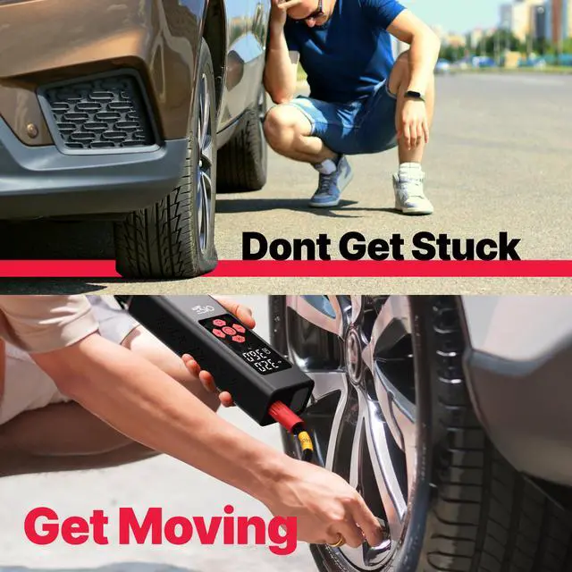 Alt view image 3 of 7 - ONE 150 PSI Portable Tire Inflator / Air Compressor Digital LCD, 11.1V Battery, Car & Bike Use