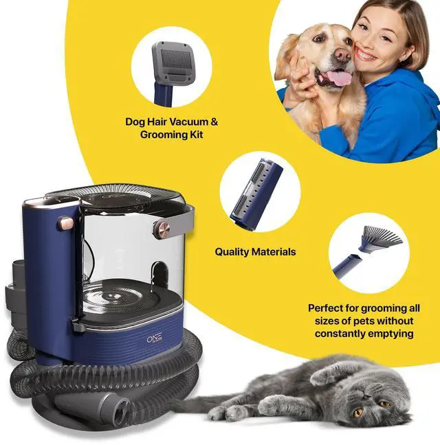 Alt view image 2 of 7 - ONE Pet Grooming Vacuum with 3.2L Canister 6 Replaceable Heads, 4 Combs, Quiet Design