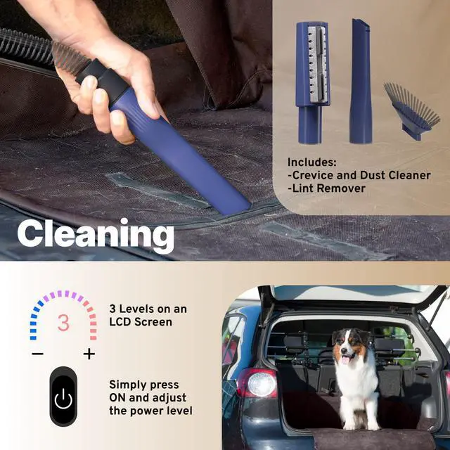 Alt view image 7 of 7 - ONE Pet Grooming Vacuum with 3.2L Canister 6 Replaceable Heads, 4 Combs, Quiet Design