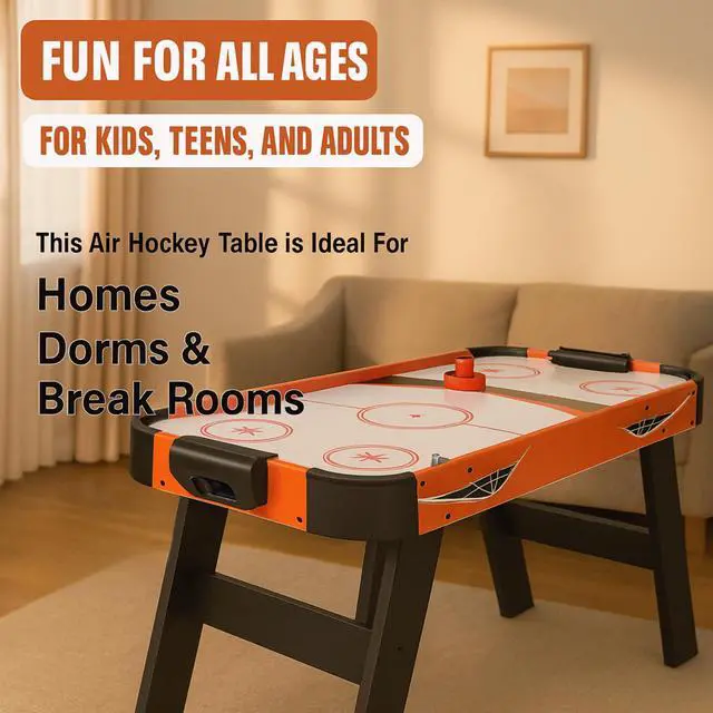 Alt view image 4 of 5 - Electric Air Hockey Table with LED Electronic Scoreboard, Powerful Fan Motor & Accessories Arcade Game for Home or Office