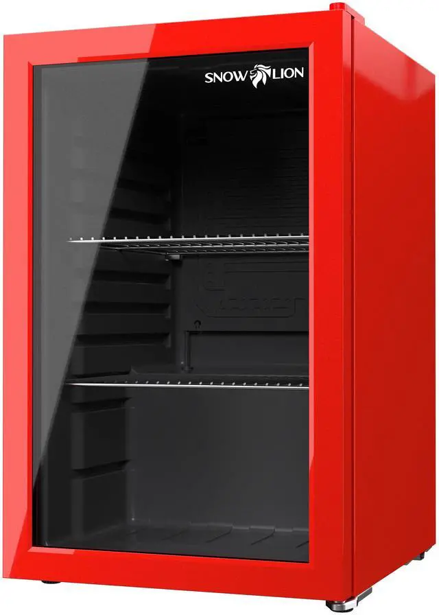 Main image of SnowLion Premium 69 L Beverage Refrigerator 2.4 cu ft Freestanding Mini Fridge with Glass Door Red