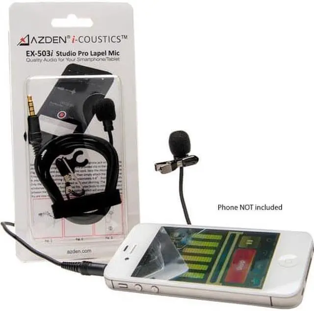 Alt view image 7 of 7 - AZDEN EX-503i i-Coustics(TM) EX-503 Studio Pro Lapel Microphone for Smartphones & Tablets