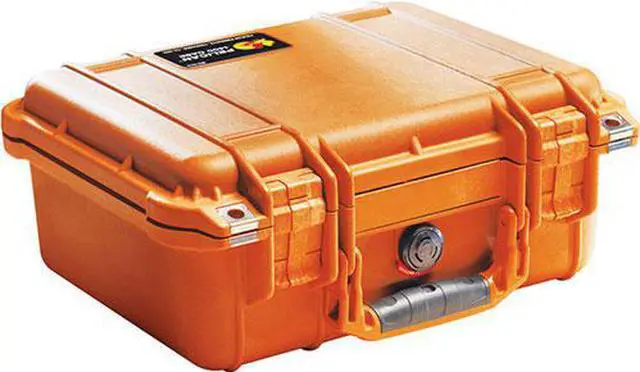 Alt view image 2 of 5 - Pelican 1400 Small 13x11x6in Protector Waterproof Carry Case, Orange, No Foam