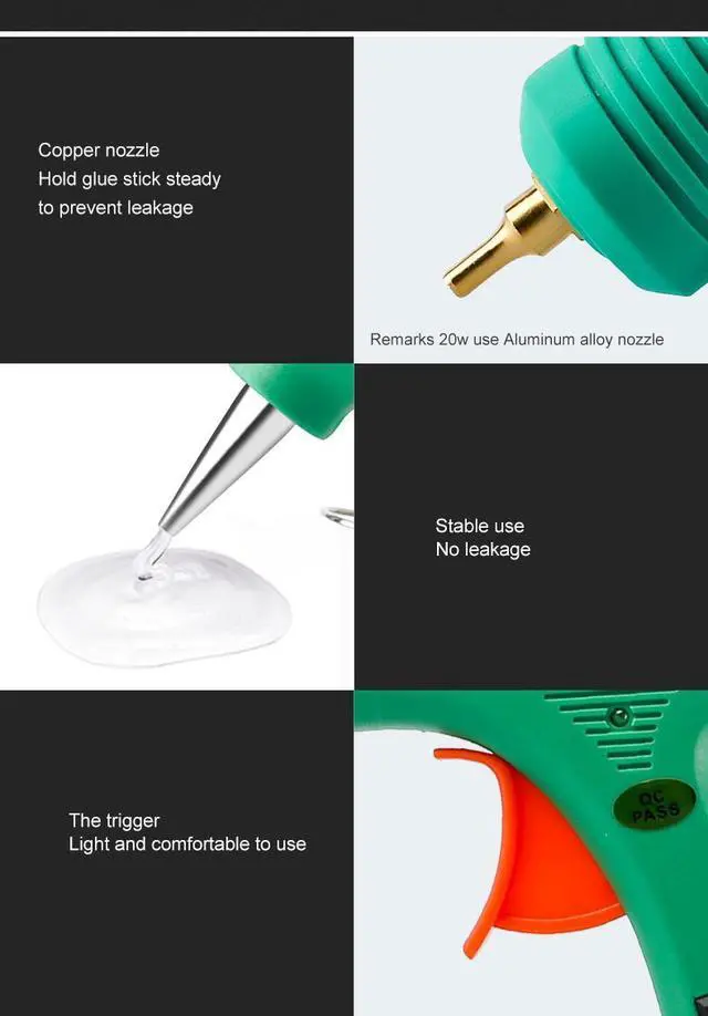 Alt view image 3 of 7 - ELECALL Hot Melt Glue Gun Adjustable Constant temperature High Temp Handy Heater Glue Gun EHG-8 150W 100-240v