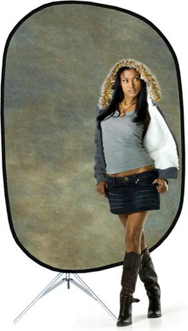 Alt view image 3 of 3 - Savage 5x6' Collapsible Disc Reversible Muslin Style Background with 8' Aluminum Stand, Indigo Nights
