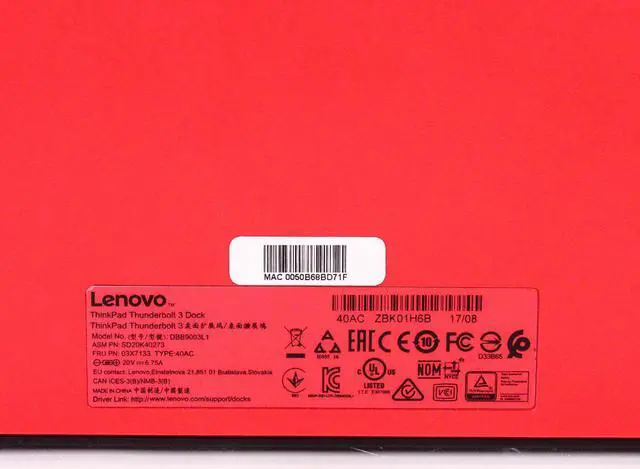 Alt view image 6 of 7 - Lenovo ThinkPad Thunderbolt 3 Dock 40AC Docking Station SD20Q68232 03X7133 DBB9003L1 w/ USB-C Cable & 135w AC Adapter
