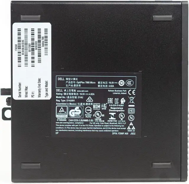 Alt view image 6 of 7 - Dell Optiplex 7080 Micro Desktop Intel Hex-Core i5-10400T 2.00GHz 16GB 512GB M.2 SSD Win 11 Pro 1 Yr Wty