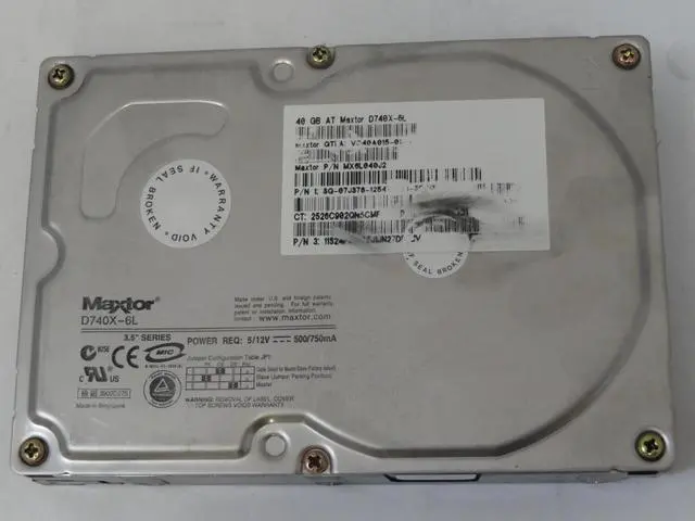 Alt view image 3 of 5 - Maxtor Compaq 40Gb IDE 7200rpm 3.5in HDD ( VQ20A492 6L040J1 D740X-6L 253454-001  Maxtor Compaq )