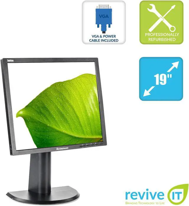 Alt view image 2 of 7 - Lenovo LT1913P 19" 1280 x 1024 5:4 LED Backlit LCD Monitor, 76 Hz, 7 ms, DVI VGA Grade B, 60FBHAR1US