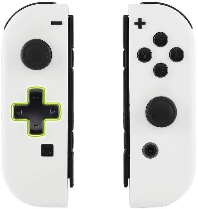 Alt view image 5 of 7 - White Dpad Version Joycon Handheld Controller Housing w/Full Set Button, Custom Replacment Shell Case with Colorful Border Tempered Glass Screen Protector for Nintendo Switch Joy-Con @