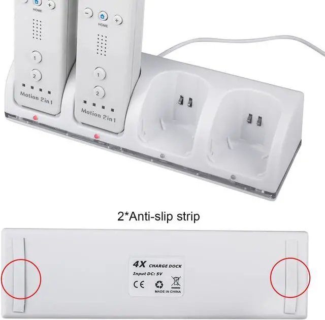 Alt view image 5 of 7 - 4 Wii Controller Batteries with Charger Dock for Wii Controller, TechKen Remote Control Charger Docking Station with 4 Rechargeable Batteries Compatible Nintendo Wii Remote Control