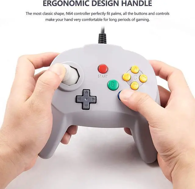 Alt view image 2 of 7 - 2 Pack Mini N64 Controller for Retro Games, kiwitatá N64 Remote Wired 64-bit Video Gamepad Joystick Controllers for N64 Console Gray