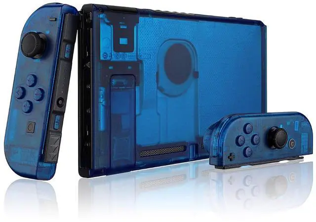 Alt view image 4 of 7 - Clear Blue Replacement Full Set Shell for Nintendo Switch & Switch Pro Controller @