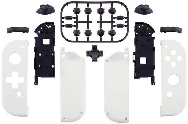 Alt view image 2 of 7 - White Dpad Version Joycon Handheld Controller Housing w/Full Set Button, Custom Replacment Shell Case with Colorful Border Tempered Glass Screen Protector for Nintendo Switch Joy-Con @
