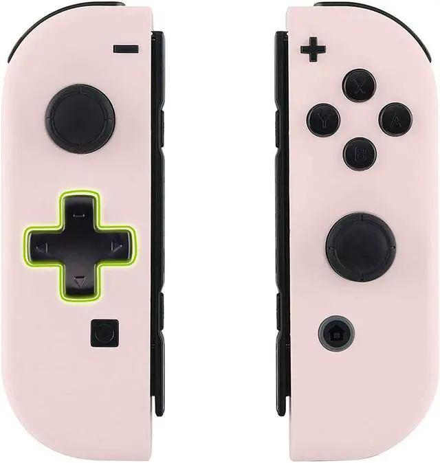Alt view image 5 of 7 - Pink Dpad Version Joycon Handheld Controller Housing with Full Set Buttons, Custom Replacment Shell Case with Colorful Border Tempered Glass Screen Protector for Nintendo Switch Joy-Con @