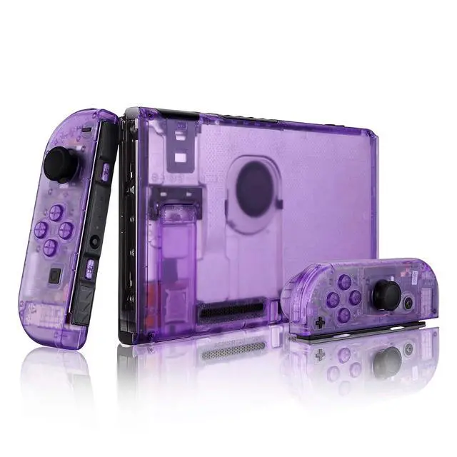 Alt view image 6 of 7 - Clear Atomic Purple Custom Shell for Nintendo Switch, Octagonal Gated Sticks Design Replacement Full Set Shell for Nintendo Switch Pro Controller - Console Controller NOT Included @