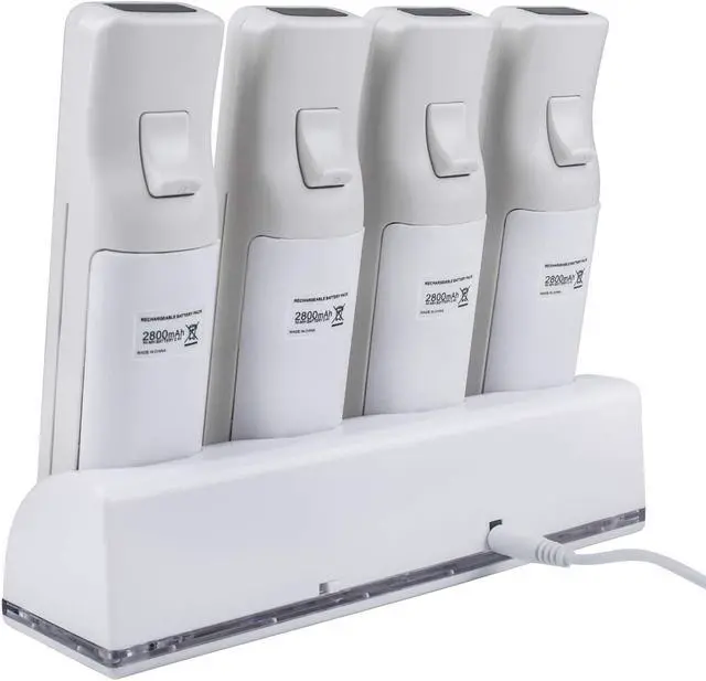 Alt view image 2 of 7 - 4 Wii Controller Batteries with Charger Dock for Wii Controller, TechKen Remote Control Charger Docking Station with 4 Rechargeable Batteries Compatible Nintendo Wii Remote Control