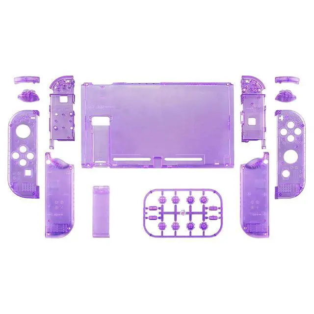 Alt view image 2 of 7 - Clear Atomic Purple Replacement Full Set Shell for Nintendo Switch & Switch Pro Controller - Console Controller NOT Included @