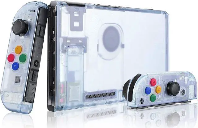 Alt view image 6 of 7 - Clear Glacier Blue Custom Shell for Nintendo Switch, Octagonal Gated Sticks Design Replacement Full Set Shell for Nintendo Switch Pro Controller - Console Controller NOT Included @
