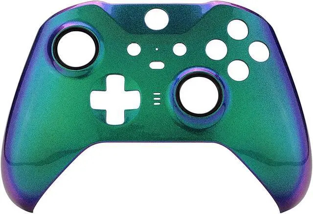 Alt view image 3 of 7 - Chameleon Green Purple Faceplate Cover, Front Housing Shell Case Replacement Kit for Xbox One Elite Series 2, Xbox Elite 2 Core Controller Model 1797 - Thumbstick Accent Rings Included @