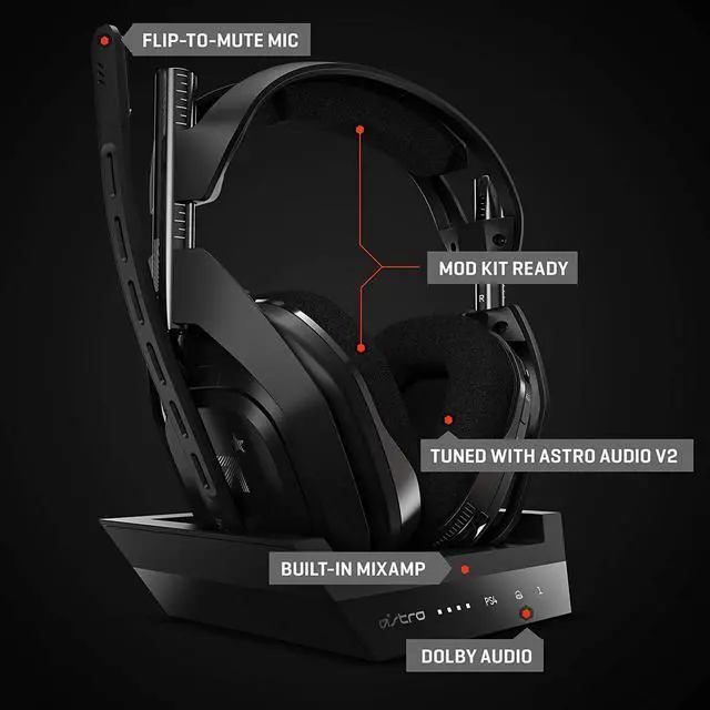 Alt view image 5 of 7 - ASTRO Gaming A50 Wireless + Base Station for Xbox Series X | S, Xbox One & PC - Black/Gold