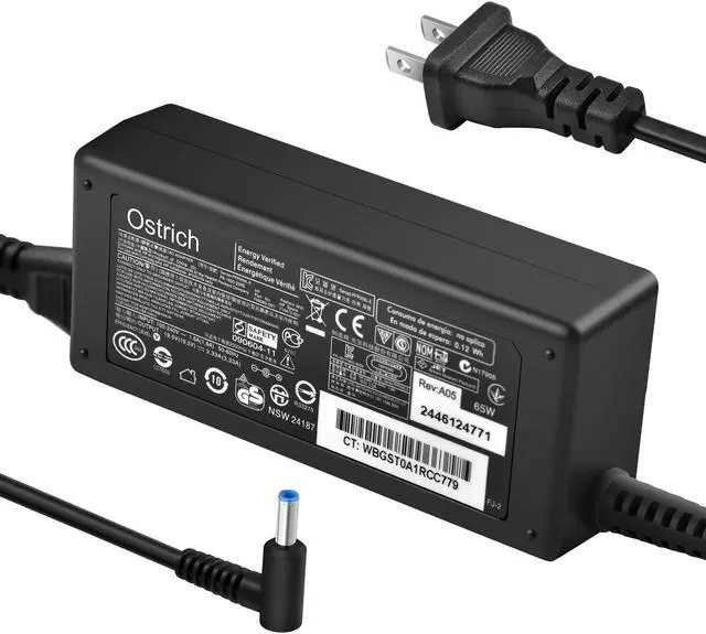 Alt view image 2 of 7 - Laptop Charger for HP Smart Blue Tip Compatible Pavilion x360 Envy 13 15 17 X360 Elitebook 830 840 850 G3 G4 G5 G6 Probook 450 G5 640 650 G2 Chromebook Stream Spectre and More AC Adapter Power Supply