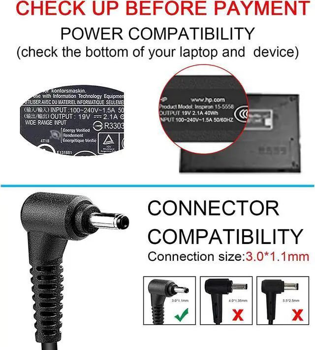Alt view image 5 of 5 - ARyee AC Adapter Laptop Charger for Samsung 900X1 900X1A 900X1B 900X3 900X3A 900X3B 900X3C 900X3D 900X3E 900X3F 900X3G 900X3K 900X3L 900X4 900X4B 900X4C 900X4D Notebook Power Supply 19V 2.1A