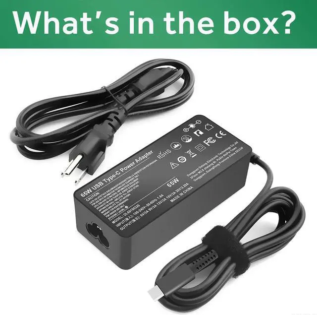 Alt view image 7 of 7 - DONGNI 45W 65W USB-C Laptop Charger for Lenovo ThinkPad E580 E585 T490S T580 T590 P51s P52s Yoga 910 920 C630 C930 C940 Chromebook 100e 300e 500e, HP Asus Samsung Acer Dell XPS Type C Notebook
