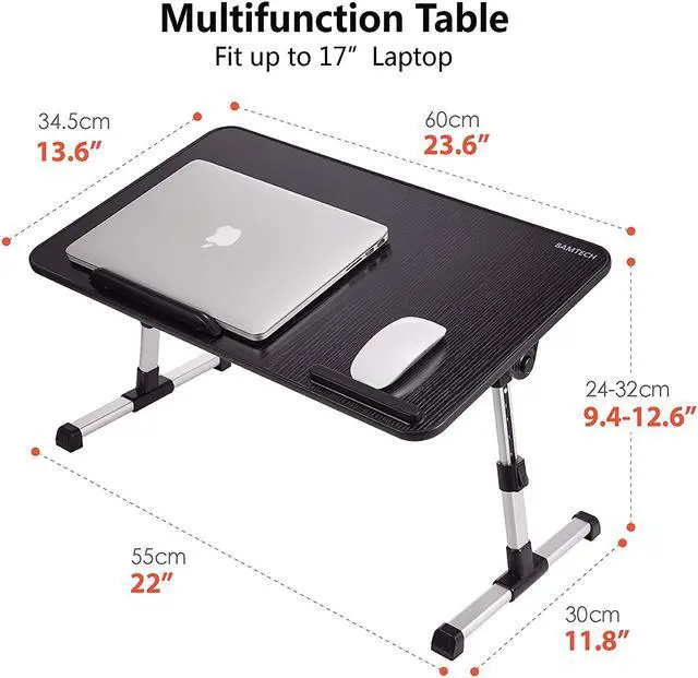 Alt view image 5 of 7 - Laptop Stand for Desk, 8AMTECH Lap Desk Ajustable Laptop Table with Cooling Fan Office Desk for Laptop, Working, Reading, Writing, Drawing and Eating in Bed Sofa Floor Couch