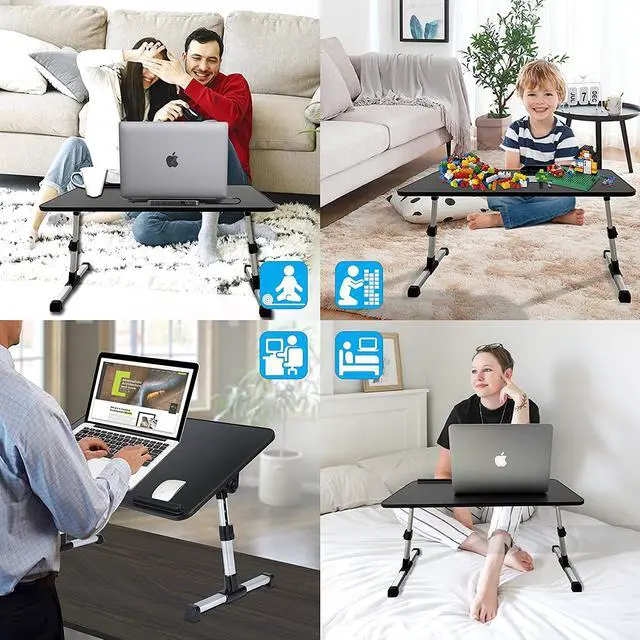 Alt view image 6 of 7 - Laptop Stand for Desk, 8AMTECH Lap Desk Ajustable Laptop Table with Cooling Fan Office Desk for Laptop, Working, Reading, Writing, Drawing and Eating in Bed Sofa Floor Couch