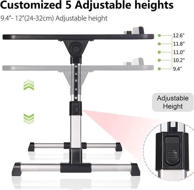 Alt view image 2 of 7 - Laptop Stand for Desk, 8AMTECH Lap Desk Ajustable Laptop Table with Cooling Fan Office Desk for Laptop, Working, Reading, Writing, Drawing and Eating in Bed Sofa Floor Couch
