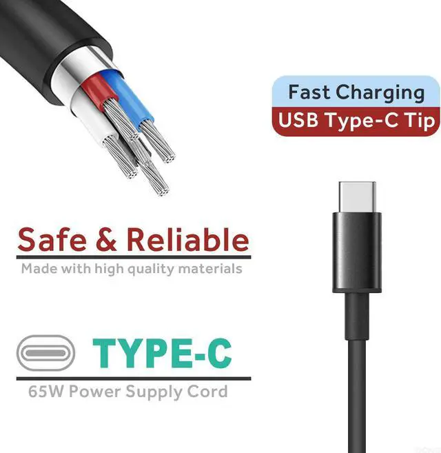 Alt view image 4 of 7 - DONGNI 45W 65W USB-C Laptop Charger for Lenovo ThinkPad E580 E585 T490S T580 T590 P51s P52s Yoga 910 920 C630 C930 C940 Chromebook 100e 300e 500e, HP Asus Samsung Acer Dell XPS Type C Notebook
