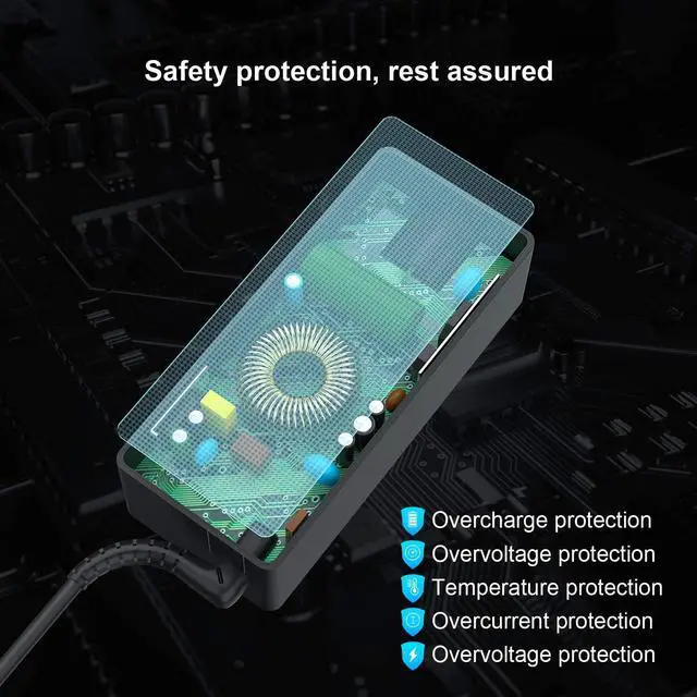 Alt view image 4 of 7 - 65W USB-C Laptop Charger, Chromebook Charger Compatible with Lenovo Chromebook C330 S330 100e 300e 500e Yoga C930 C940 720 ThinkPad T480 T490 T570 T580 with 5.9ft DC USB C Charging Cable