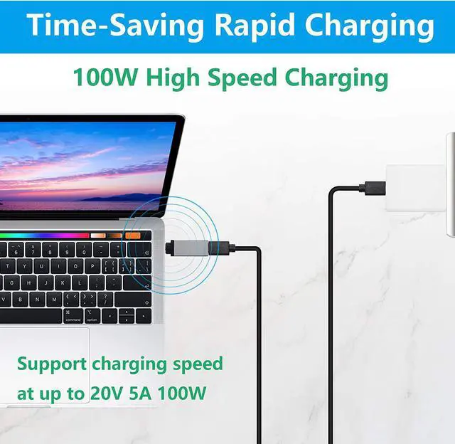 Alt view image 3 of 7 - CERRXIAN 100W PD USB Type C Female Input to DC 7.9mm x 5.5mm Power Charging Adapter for Lenovo Thinkpad T60 T61 T400 T410 T420 T430 T500 T510 T520 T530 X60 Z60 X200 X201 X220(100w-7955a) (Silver grey)