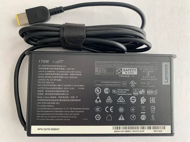 Alt view image 6 of 7 - Original Slim Version 170W AC Adapter for Thinkpad P53 P70 P71 P72 P73 Compatible with P/N: SA10R16886 ADL170SCC3A 02DL140.