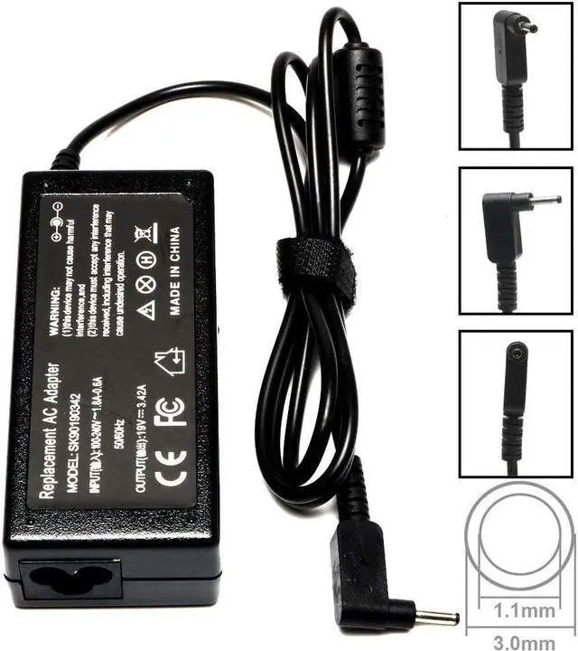 Alt view image 5 of 7 - 19V 3.42A 65W AC Adapter Laptop Charger Compatible for Acer Chromebook R11 11 13 14 15 C720 C720P C740 C810 CB3-431 CB3-131 CB3-532 CB5-571 N15Q8 N15Q9 N16P1 A11-065N1A A13-045N2A Power Supply Cord