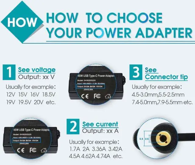 Alt view image 5 of 6 - 65W 45W USB Type C AC Power Adapter Laptop Charger for Dell XPS 13 9380 9370 9365 9360 9350, Dell LA65NM170, 2YKOF, 02YKOF, Dell XPS 12 9250, Dell Latitude 12 7275, Dell Latitude 13 7370 5175 5285