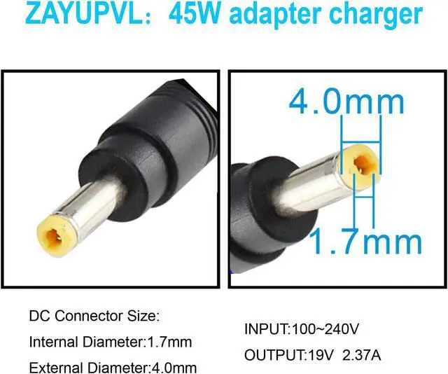 Alt view image 5 of 6 - 19V 2.37A Charger for Toshiba Chromebook 2 CB35 CB30 CB35-B3330 CB35-B3340 CB35-C3300 CB35-C3350 CB30-B3122 CB30-B3121 CB30-B3123 Satellite P25W-C2300-4K P25W-C2304-4K P25W-C2302 P35W-B3220 P35W-B3226